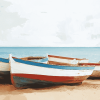 Wood Boats on the Beach Diamond Painting