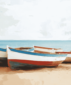 Wood Boats on the Beach Diamond Painting