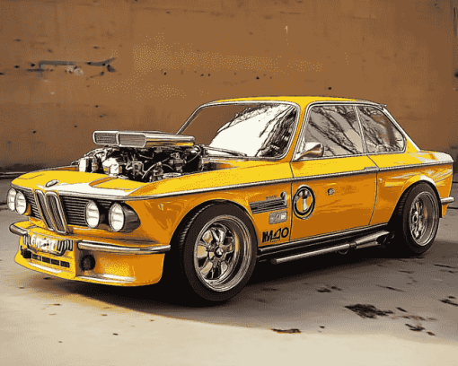 Yellow BMW E10 Car Diamond Painting