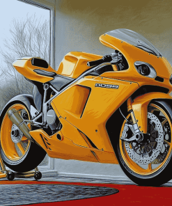 Yellow Ducati 999 Motorbikes Diamond Painting