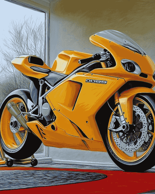 Yellow Ducati 999 Motorbikes Diamond Painting