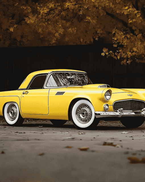 Yellow Ford Thunderbird Car Diamond Painting