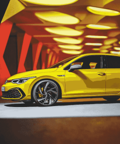 Yellow Golf 8 VW Car Diamond Painting