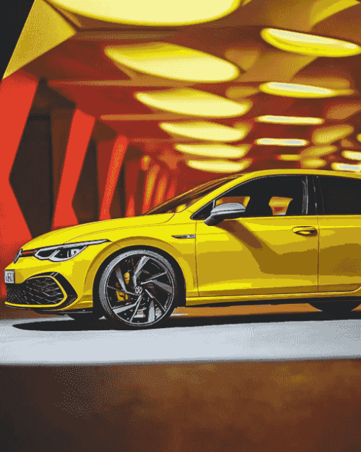 Yellow Golf 8 VW Car Diamond Painting