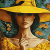 Yellow Hat Vintage Woman Diamond Painting