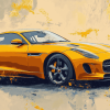 Yellow Jaguar F Type Diamond Painting