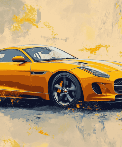 Yellow Jaguar F Type Diamond Painting