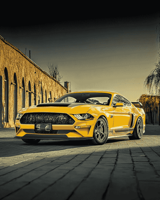 Yellow Mach 1 Mustang Car Diamond Painting