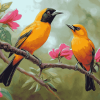 Yellow Old World Orioles Diamond Painting