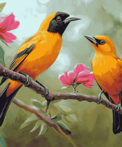 Yellow Old World Orioles Diamond Painting