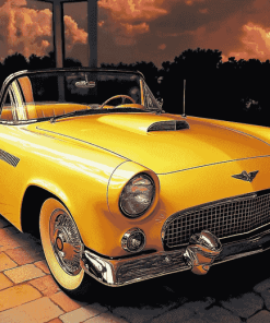 Yellow Thunderbird Car Diamond Painting