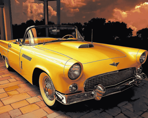 Yellow Thunderbird Car Diamond Painting