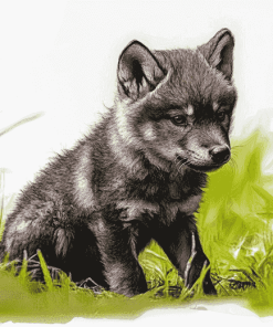 "Adorable Baby Wolf Diamond Painting"