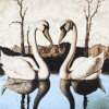 Abstract Swans and Elephants Diamond Painting