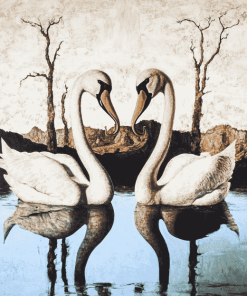 Abstract Swans and Elephants Diamond Painting