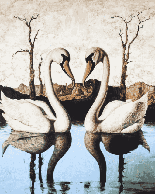 Abstract Swans and Elephants Diamond Painting