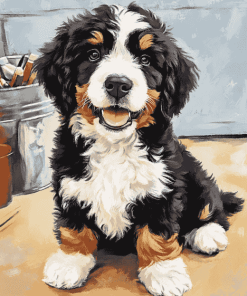 Adorable Bernedoodle Pup Diamond Painting