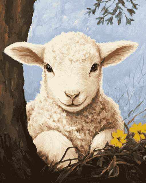 Aesthetic Baby Lamb Diamond Painting