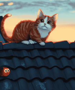 Aesthetic Cat on Roof Diamond Painting