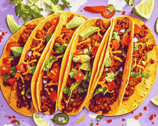 Aesthetic Mexican Tacos Diamond Painting