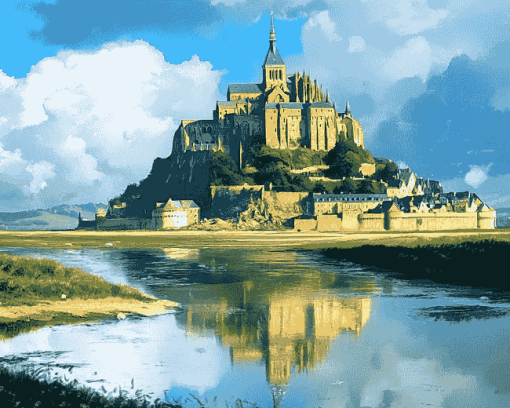 Aesthetic Mont St Michel Landscape Diamond Painting