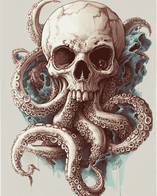 Aesthetic Octopus Skull Diamond Painting