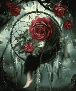 Aesthetic Rose Dreamcatcher Diamond Painting