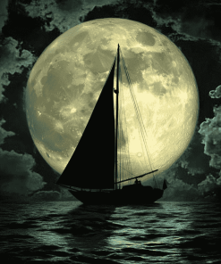 Aesthetic Sailboat Under Moonlight Diamond Painting