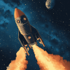 Aesthetic Space Rocket Animation Diamond Painting