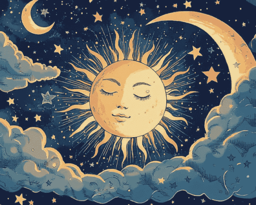 Aesthetic Sun and Moon Diamond Painting