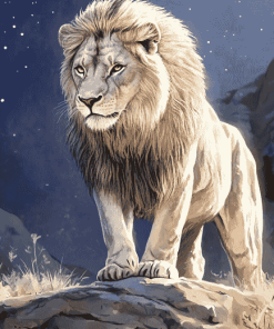 Aesthetic White Lion Diamond Painting