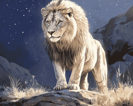 Aesthetic White Lion Diamond Painting