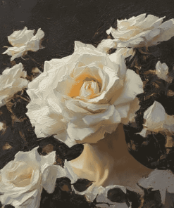 Aesthetic White Roses Diamond Painting