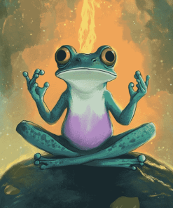 Aesthetic Zen Frog Meditation Diamond Painting