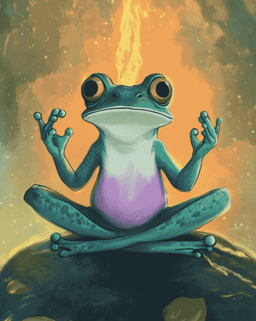 Aesthetic Zen Frog Meditation Diamond Painting