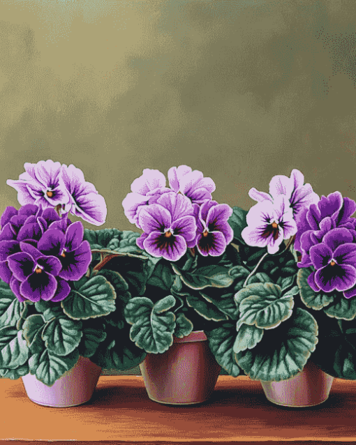 African Violet Blossoms Diamond Painting