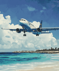 Aircraft Landings at Maho Beach Diamond Painting