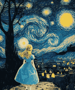 Alice in Wonderland Starry Night Diamond Painting