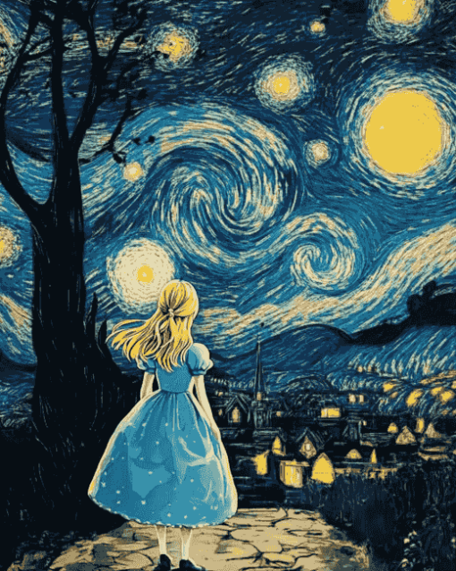 Alice in Wonderland Starry Night Diamond Painting