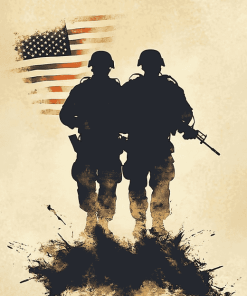 American Flag Military Silhouettes Diamond Painting