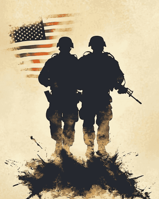 American Flag Military Silhouettes Diamond Painting