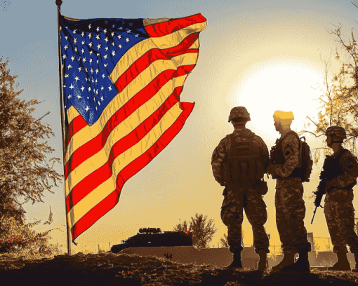 American Flag Soldier Silhouette Diamond Painting