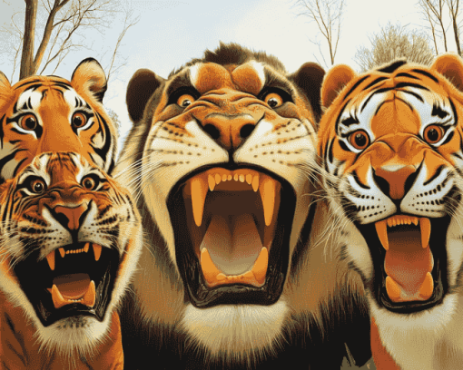 Animal Selfies with Tigers Diamond Painting