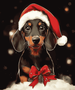 Animated Christmas Dachshund Diamond Painting