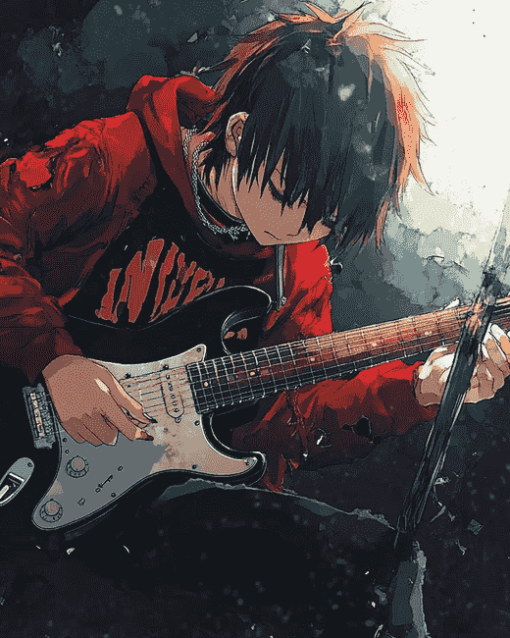 Anime Boys with Electric Guitars Diamond Painting