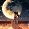 Anime Girl and Moon Fantasy Diamond Painting