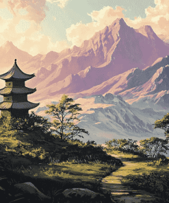 Asian Mountainscape Diamond Painting