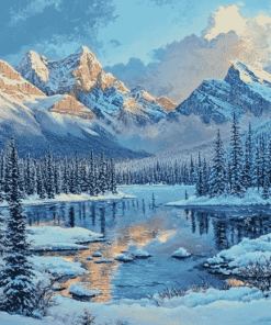 Banff Snow Landscape Diamond Painting