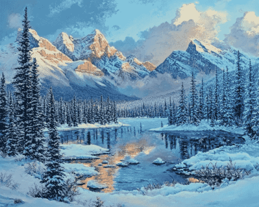 Banff Snow Landscape Diamond Painting