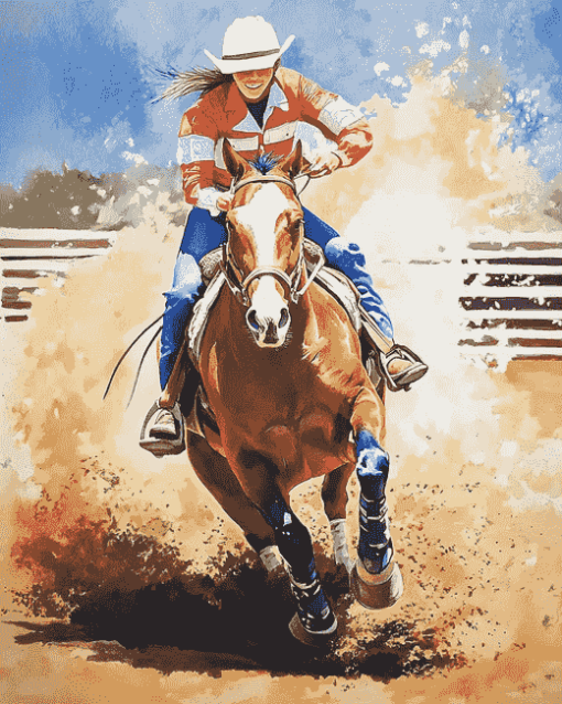 Barrel Racing Horse Diamond Painting